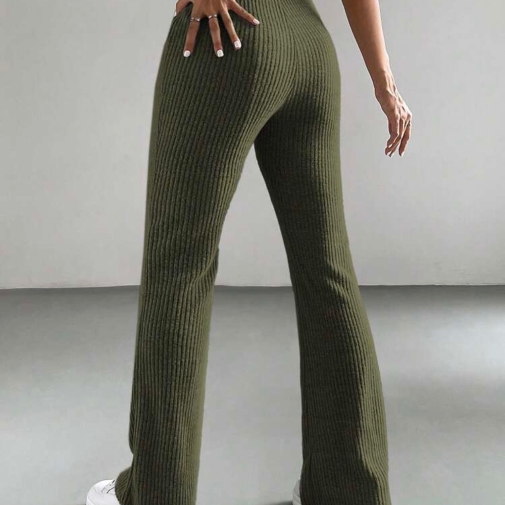 SHEIN EZwear Y2k Women's Solid Color Flared green Pants